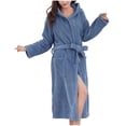 thumbnail image 1 of Arnsht Women Robe Fleece Plush Soft, Fluffy Fuzzy Cozy Thickened Warm Lightweight Bathrobe, Shower Long Robe for Women Blue Free Size, 1 of 6