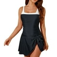 thumbnail image 1 of Arnsht Women Soft Comfortable Breathable One Piece Swimsuit Tummy Control Swim Dress Color Block Modest Bathing Suit Retro Swim Suit Skirt Black S, 1 of 4