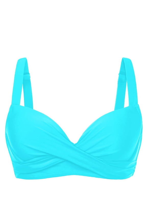 Women Underwire Bikini Top - Push Up Swim Top Only Bra Padded Swimsuit Tops 2025 Soft Comfortable Breathable Bathing Suit Tops Blue XXL