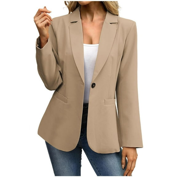 Arnsht Women's Blazer Business Casual Lightweight Suit Long Sleeve Slim Fit Work Office Jacket with Pockets Yellow M