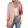 thumbnail image 1 of Arnsht Women's Blazer Open Front Cardigan 3/4 Sleeve Fitted Jacket Casual Office Cropped Blazer Pink XL, 1 of 8