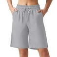 thumbnail image 1 of Arnsht Women's Casual 7" Shorts Summer Beach Shorts Lightweight Quick Dry Loose Drawstring Elastic Waist Shorts with Pockets Gray M, 1 of 7