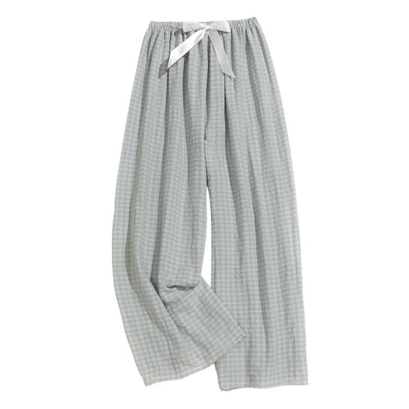 Arnsht Women's Cotton Pajama Bottoms Lightweight Sleep and Lounge Pants Plaid Sleepwear Long Pj Pants With Pocket Green Free Size