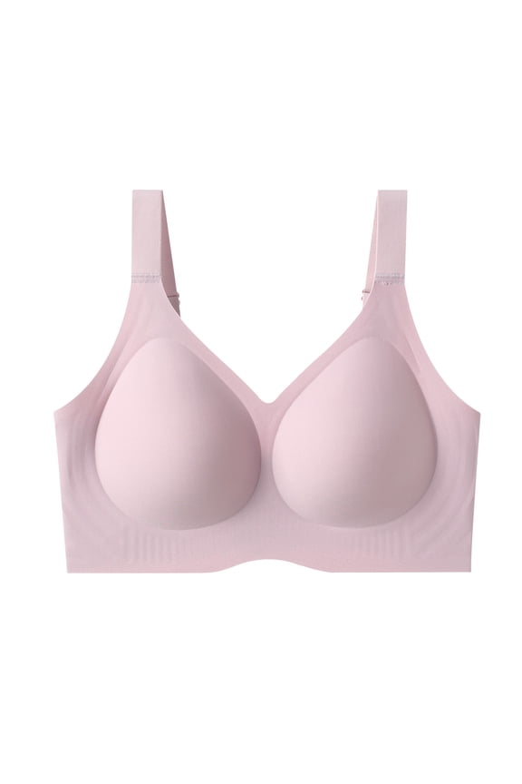 Women's Cute Fashion Lifting Non-marking Large Size Anti-Sagging Collection of Side Breasts Bra Underwear Daily Bras Pink XXXL