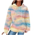 thumbnail image 1 of Arnsht Women's Cute Fashion Rainbow Print Long Sleeve Casual Loose Hooded Sweatshirt Top Pocket Drawstring Hoodie Multicolor L, 1 of 6
