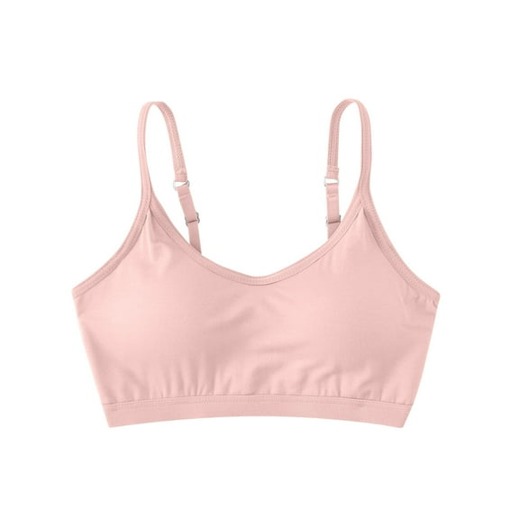 Arnsht Women's Cute Solid Color Seamless Spaghetti Strap Supportive Active Wear Sports Bras Soft Breathable Comfort Bras Pink L