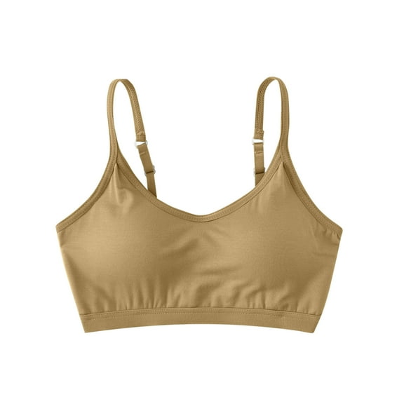 Arnsht Women's Cute Solid Color Seamless Spaghetti Strap Supportive Active Wear Sports Bras Soft Breathable Comfort Bras Yellow L