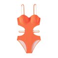 thumbnail image 1 of Arnsht Women's Cutout Metal Chain Strap Bikini Set Ribbed one Piece Swimsuit Soft Comfortable Breathable Vacation Bathing Suit Orange M, 1 of 7