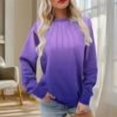thumbnail image 1 of Arnsht Women's Fashion Printed Long Sleeve Sweatshirt Tops Crew Neck Pleated Dressy Casual Blouses T Shirts Fall Clothes Purple S, 1 of 5