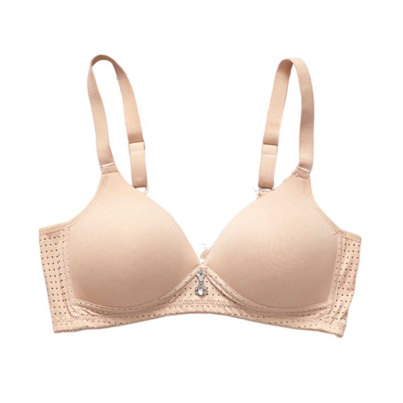 Arnsht Women's Fashion Solid Color Large Size Thin Comfortable Breathable Gathered Adjustable Bra Underwear Daily Bra Beige 38