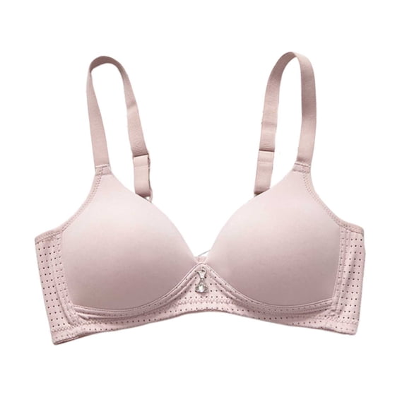 Arnsht Women's Fashion Solid Color Large Size Thin Comfortable Breathable Gathered Adjustable Bra Underwear Daily Bra Pink 40