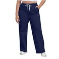 thumbnail image 1 of Arnsht Women's Fleece Lined Sweatpants Solid Color Elastic Waist Wide Leg Thermal Winter Warm Baggy Sweat Pants with Pockets Blue L, 1 of 5