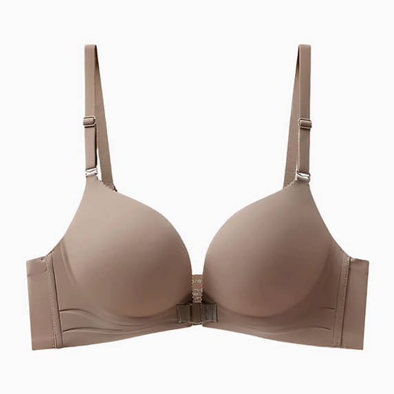 Arnsht Women's Front Closure Push Up Bras Soft Breathable Underwire Lightly Padded Lift Up T Shirts Bras Brown XL