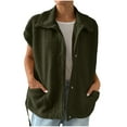 thumbnail image 1 of Arnsht Women's Fuzzy Fleece Vest Short Sleeveless Sherpa Jacket Winter Warm Button Down Gilet Outerwear with Pockets Green XL, 1 of 6