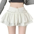 thumbnail image 1 of Arnsht Women's Girls Mini Skirt Flowy High Waisted Ruffle Hem Short Skirts Cute Boho A-Line Layered Cake Skirt White XXL, 1 of 7
