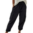 thumbnail image 1 of Arnsht Women's High Waist Cargo Pants Solid Color Casual Quick Dry Lightweight Loose Baggy Jogger Pants Trousers Pockets Black XXL, 1 of 6