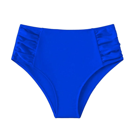 Arnsht Women's High Waisted Bikini Bottom Tummy Control Ruched Bathing Suit Solid Soft Comfortable Breathable Swim Bottom Blue XS