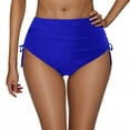 thumbnail image 1 of Arnsht Women's High Waisted Full Coverage Cheeky Bikini Bottoms Tummy Control Adjustable Drawstring Solid Color Swim Bottoms Blue S, 1 of 4
