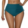 thumbnail image 1 of Arnsht Women's High Waisted Full Coverage Cheeky Bikini Bottoms Tummy Control Adjustable Drawstring Solid Color Swim Bottoms Green S, 1 of 4