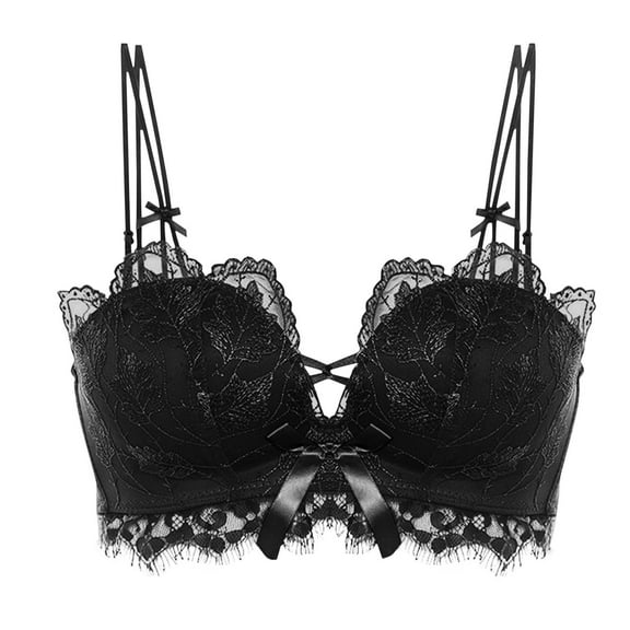 Arnsht Women's Lace Everyday Bras Back Buckle Adjustable Straps Ultra Thin Breathable Comfortable Non-steel Ring Underwear Bra Black 32/70AB