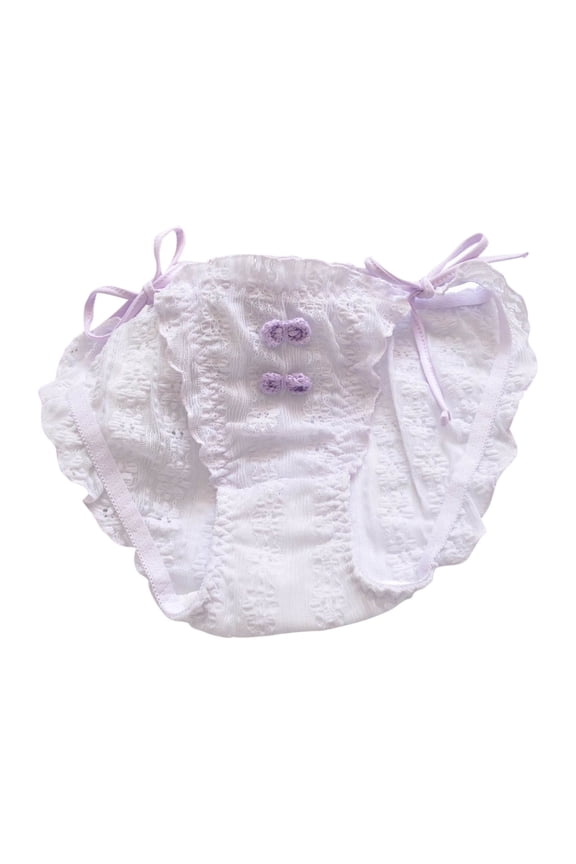 Women's Large Size Transparent Cute Fashion Mesh Princess Fly Triangle Teenage Girls Ladies Panties Purple M