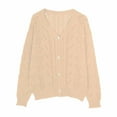 thumbnail image 1 of Arnsht Women's Long Sleeve Cardigan Sweaters Cable Knit Crochet Cotton Fall Jackets Button Up Tops Trendy Outfits Beige XL, 1 of 5