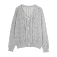 thumbnail image 1 of Arnsht Women's Long Sleeve Cardigan Sweaters Cable Knit Crochet Cotton Fall Jackets Button Up Tops Trendy Outfits Gray M, 1 of 5