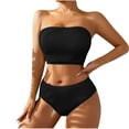 thumbnail image 1 of Arnsht Women's Plain Color Sheath High Waisted Bikini Swimsuit Two Piece Strapless Bandeau Cheeky Bathing Suits Black S, 1 of 6