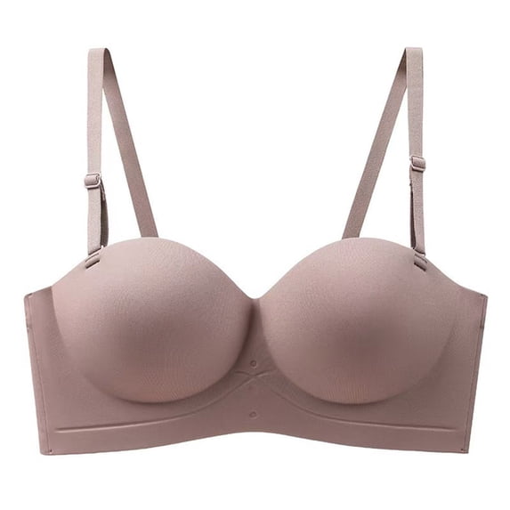 Arnsht Women's Seamless Support Padded Deep V Neck T-Shirt Bra, Wirefree Push Up Solid Cute Fashion Soft Comfort Breathable Daily Bras Coffee XL