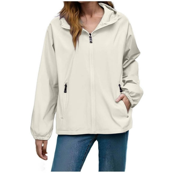 Arnsht Women's Softshell Jacket, Fleece Lined Warm Jacket Plus Size Lightweight Hooded Windproof Coat for Outdoor Hiking White XXL