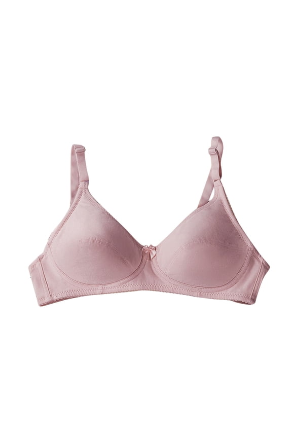 Women's Solid Color Non-steel Ring Back Buckle Backless Seamless Gathering Beauty Back Underwear Everyday Bra Pink S