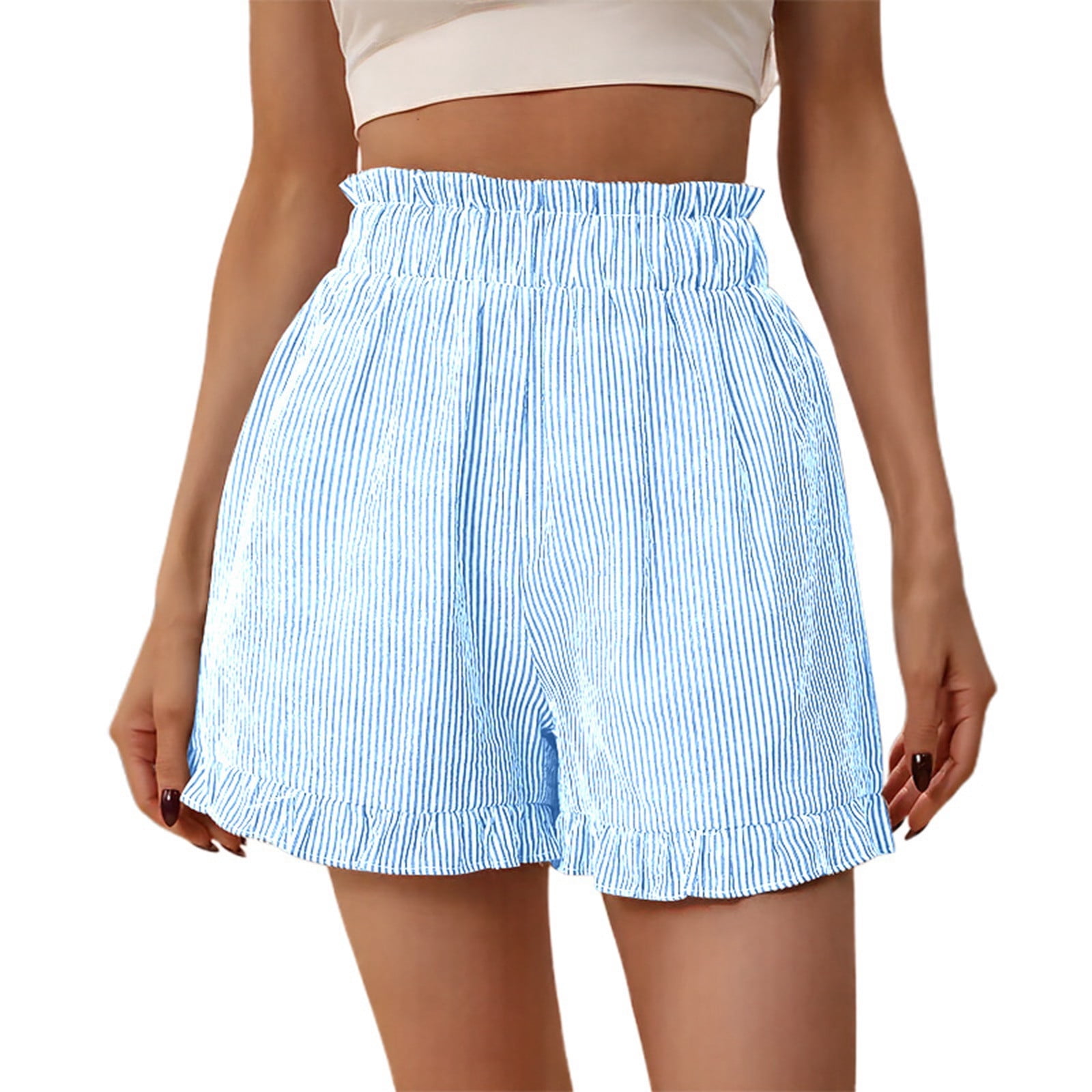 Arnsht Women s Striped Print Elastic High Waisted Loose Shorts Casual arnsht-women-s-striped-print-elastic-high-waisted-loose-shorts-casual