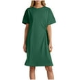 thumbnail image 1 of Arnsht Women's Summer Crew Neck Short Sleeve Midi Tshirt Dresses Solid Color Casual Tunic Dress with Pockets Green M, 1 of 9