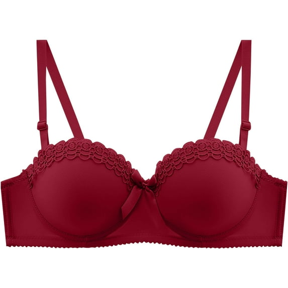 Arnsht Women's Summer Thin Push Up Bra Underwire Everyday Classic Fashion Lace Bras Cup Up Soft Comfort Breathable Bra Wine 38