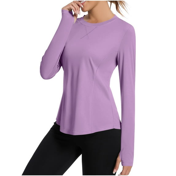 Arnsht Women's Sun Protection Long Sleeve Shirts, UPF 50+ UV Rash Guard Swim Shirt, Workout Hiking Running Athletic Tops Purple XXL