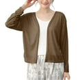 thumbnail image 1 of Arnsht Women's Thin Solid Color Long Sleeve Shrugs Lightweight Open Front Cropped Cardigan Tops for Women Brown XL, 1 of 6