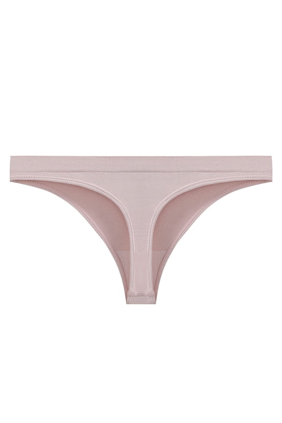 Women's Thong Bikini Bottom Low-Rise Seamless Swimwear V-Style Cheeky Bikini Thong Summer Beachwear Pink L