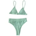 thumbnail image 1 of Arnsht Women's Two Piece Bikini Swimsuit Summer Fashion Soft Comfortable Ribbed Triangle Top Bathing Suits String Cheeky Bikini Sets Green M, 1 of 6