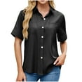 thumbnail image 1 of Arnsht Women's UPF 50+ Sun Protection Button Down Fishing Hiking Travel Shirts Short Sleeve Solid Quick Dry Shirt with Pockets Black S, 1 of 9