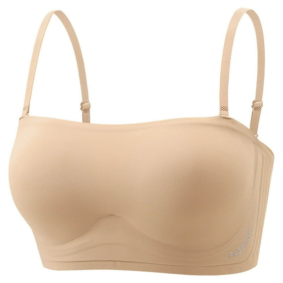 Arnsht Women's Ultra-Soft Lightweight, Wire-Free Scoop Neck Bralette for Women One-Piece Beauty Tank Top Gathered Daily Bras Beige XL