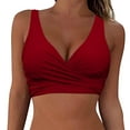 thumbnail image 1 of Arnsht Women's Underwire Bikini Tops Push Up Criss Cross Swim Top Swimsuit Comfortable Breathable V Neck Solid Bikini Bathing Suit Top Wine S, 1 of 5