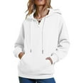 thumbnail image 1 of Arnsht Women's Vintage Casual Hooded Sweatshirt Loose Pocket Drawstring Solid Color Long Sleeve Pullover Blouse Top White M, 1 of 6