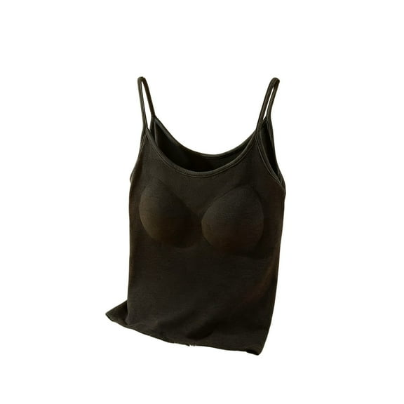 Arnsht Women's Winter Thermal Tank Tops Slim Base Tight Underwear with Chest Pad Sleeveless Cozy Breathable Seamless Vest Black XL