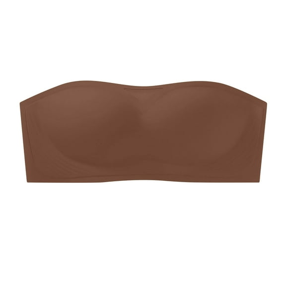 Arnsht Women's Wireless Strapless Bra Seamless Padded Bandeau Bra Non-Slip Tube Top Push Up Convertible Bralette Brown S