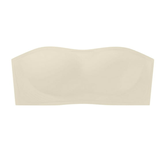 Arnsht Women's Wireless Strapless Bra Seamless Padded Bandeau Bra Non-Slip Tube Top Push Up Convertible Bralette White XL