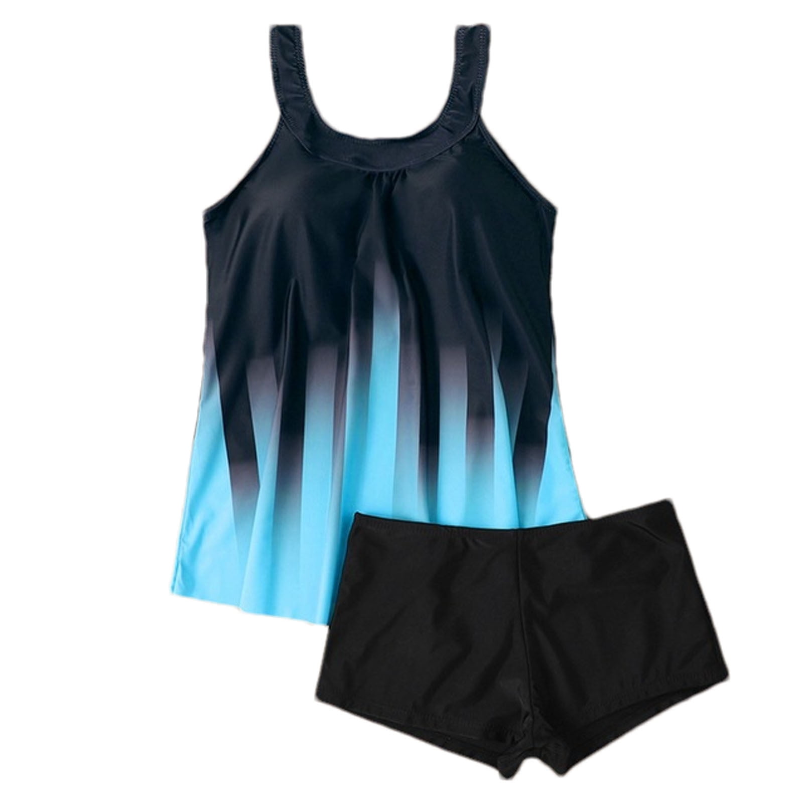 Tankini Blue Tank Top Two Piece Bathing Suits with Boyshorts main image 1