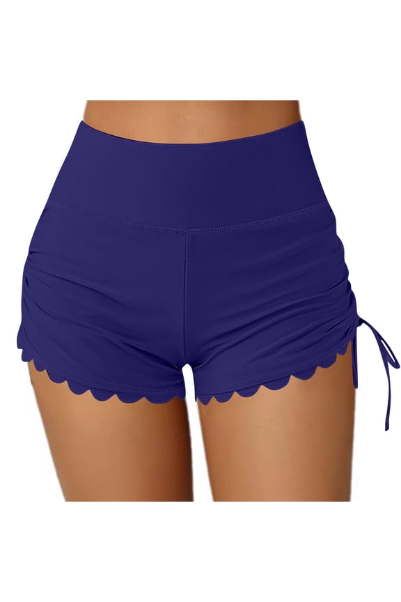Womens Bikini Swim Shorts Flat Sports Drawstring Beach Shorts High Waisted Swimsuit Shorts Swim Bottom Board Shorts Dark Blue M
