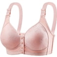 thumbnail image 1 of Arnsht Womens Bras for Older Women Front Closure Bras Fashion Embroidery Ultra Thin Breathable Comfort Adjusting Large Size Bra Pink 36/80, 1 of 6