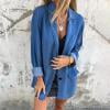 Arnsht Womens Denim Shirt Summer Oversized Long Sleeve Turndown Collar Button Down Chambray Blouse Top with Pocket Blue XL