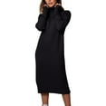 thumbnail image 1 of Arnsht Womens Fall and Winter Elegant Fleece Sweater Dresses Solid Color Loose Turtleneck Dress Long Sleeve Knitted Skirt Black XL, 1 of 6